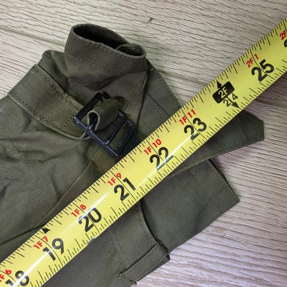 Vintage Military Trench Coat Mens Large Olive Green Good Double Breasted Belted